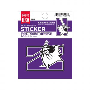 Northwestern University Wildcats Full Color Outside Application 4"X3" Rectangular Multi-Purpose Sticker Design #11 N-Cat