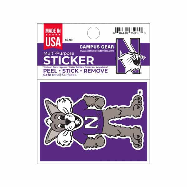 Northwestern University Wildcats Full Color Outside Application 4"X3" Rectangular Multi-Purpose Sticker Design #18 Gothic