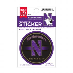 Northwestern University Wildcats Full Color Outside Application 3" Circular Multi-Purpose Sticker Design #19 Gothic