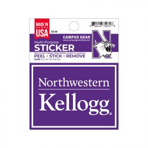 Northwestern University Wildcats Full Color Outside Application 4"X3" Rectangular Multi-Purpose Sticker Design #19 Kellogg