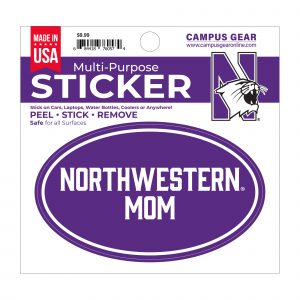 Northwestern University Wildcats Full Color Outside Application 3"X5" Oval Multi-Purpose Sticker Design #24 Mom