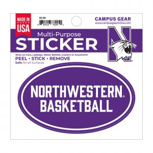 Northwestern University Wildcats Full Color Outside Application 3"X5" Oval Multi-Purpose Sticker Design #35 Basketball