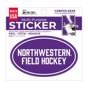 Northwestern University Wildcats Full Color Outside Application 3"X5" Oval Multi-Purpose Sticker Design #38 Field Hockey