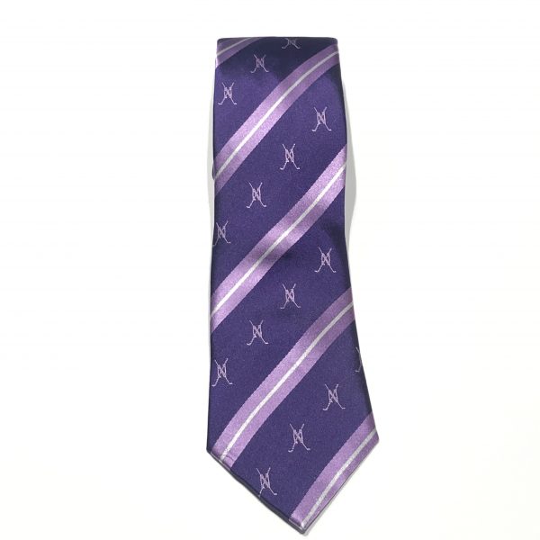 Northwestern University Wildcats Purple & Lavender Stripped Necktie with Golf Design