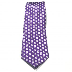 Northwestern University Wildcats Purple Necktie with All Over Print Stylized N Design