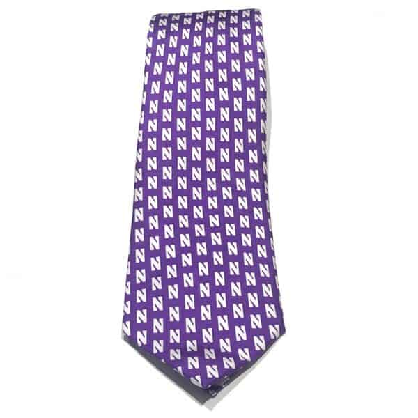 Northwestern University Wildcats Purple Necktie with All Over Print Stylized N Design