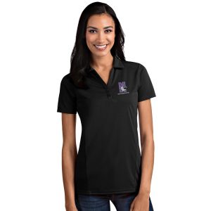 Northwestern University Wildcats Women's Antigua Black Tribute Polo Shirt with N-Cat Design