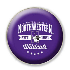 Northwestern University Wildcats 1.35" Purple Dome Fridge Magnet with N-Cat 1851 Wildcats Ribbon Design