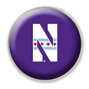 Northwestern University Wildcats 1.35" Purple Dome Fridge Magnet with Stylized N & Chicago Flag Design