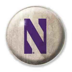 Northwestern University Wildcats 1.35" Vintage White Dome Fridge Magnet with Distressed Stylized N Design