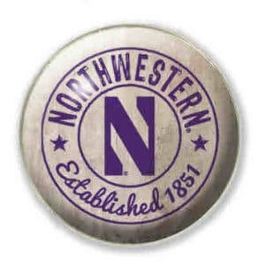 Northwestern University Wildcats 1.35" Vintage White Dome Fridge Magnet with Double Circle Stylized N Design
