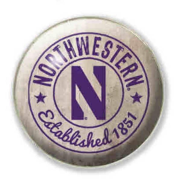 Northwestern University Wildcats 1.35" Vintage White Dome Fridge Magnet with Double Circle Stylized N Design