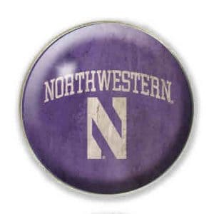 Northwestern University Wildcats 1.35" Vintage Purple Dome Fridge Magnet with Arched Northwestern over Stylized N Design