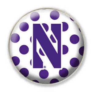 Northwestern University Wildcats 1.35" White Dome Fridge Magnet with Purple Polka Dot Stylized N Design