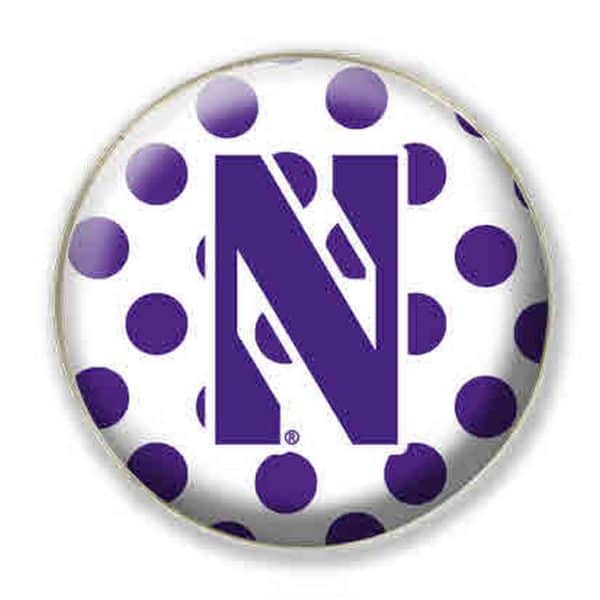 Northwestern University Wildcats 1.35" White Dome Fridge Magnet with Purple Polka Dot Stylized N Design