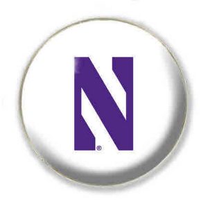 Northwestern University Wildcats 1.35" White Dome Fridge Magnet with Purple Stylized N Design
