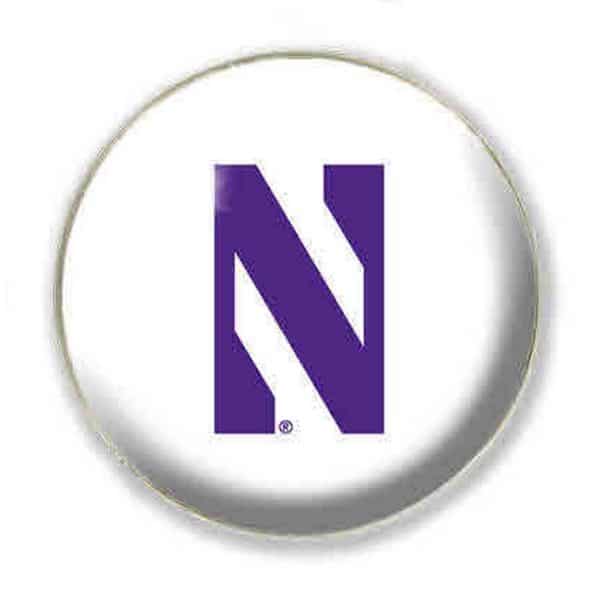 Northwestern University Wildcats 1.35" White Dome Fridge Magnet with Purple Stylized N Design