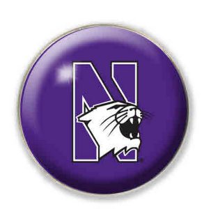 Northwestern University Wildcats 1.35" Purple Dome Fridge Magnet with Multicolor N-Cat Design