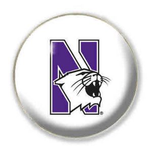 Northwestern University Wildcats 1.35" White Dome Fridge Magnet with Multicolor N-Cat Design