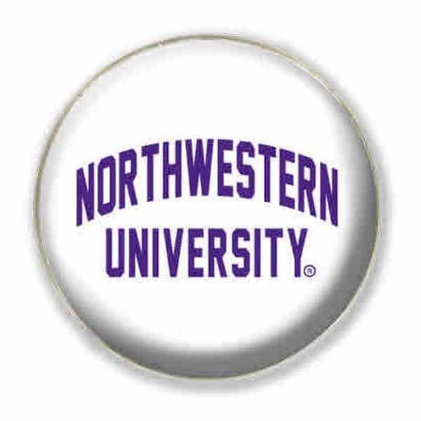 Northwestern University Wildcats 1.35" White Dome Fridge Magnet with Arched Northwestern University Design