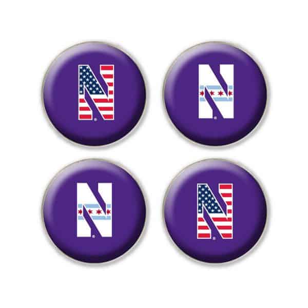 Northwestern University Wildcats 1.35" Dome Fridge Magnet set of Four Combo Pack #6