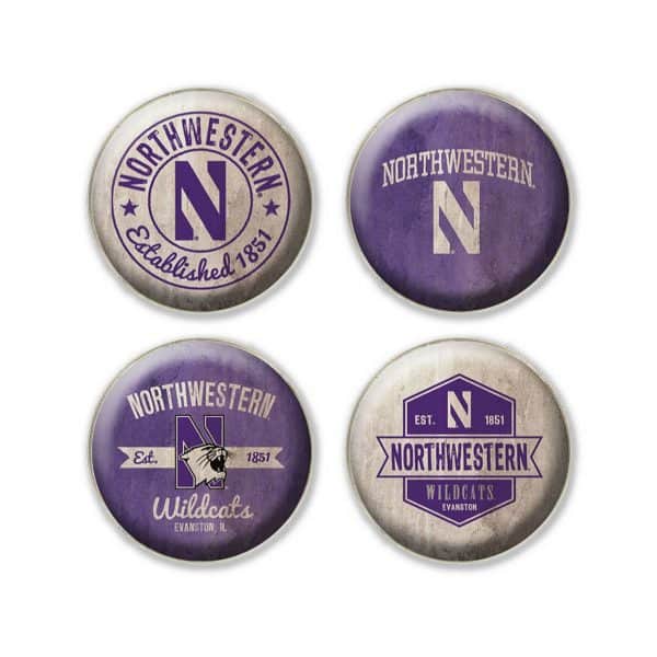 Northwestern University Wildcats 1.35" Dome Fridge Magnet set of Four Combo Pack #9