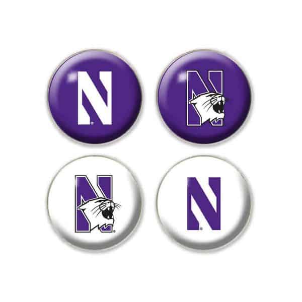 Northwestern University Wildcats 1.35" Dome Fridge Magnet set of Four Combo Pack #10