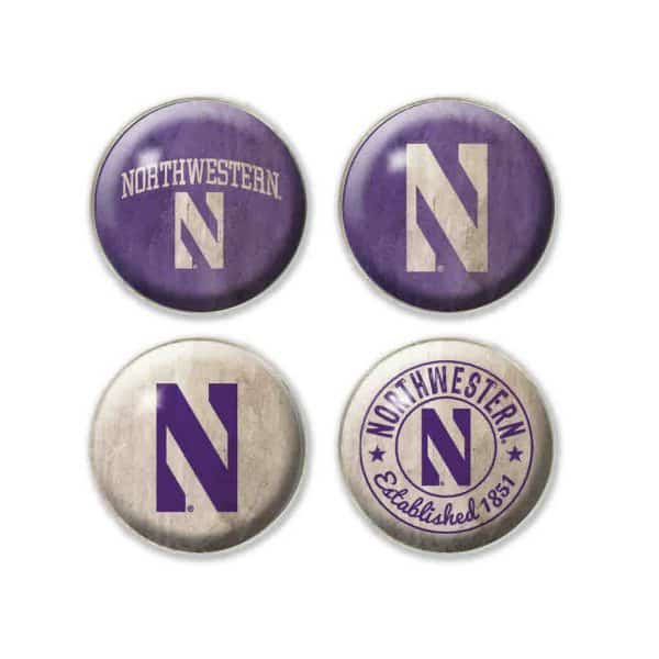 Northwestern University Wildcats 1.35" Dome Fridge Magnet set of Four Combo Pack #11