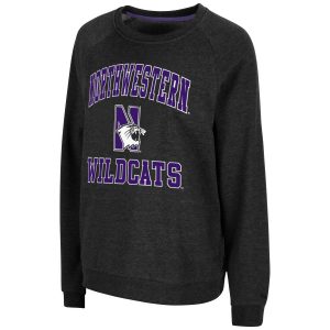 Northwestern University Wildcats Colosseum Women's Black Genius Crewneck