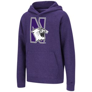 Northwestern University Wildcats Colosseum Youth Bedrock Pullover Hoodie with N-Cat Design