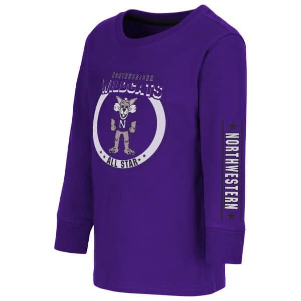 Northwestern University Wildcats Colosseum Toddler Boys Blue Birds L/S Tee