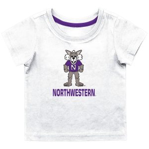 Northwestern University Wildcats Colosseum Infant Boys White S/S T-Shirt with Willie The Cat Over Northwestern