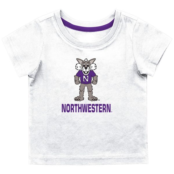 Northwestern University Wildcats Colosseum Infant Boys White S/S T-Shirt with Willie The Cat Over Northwestern