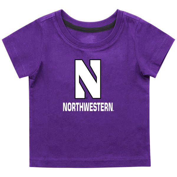 Northwestern University Wildcats Colosseum Infant Boys Purple S/S T-Shirt with Stylized N Over Northwestern