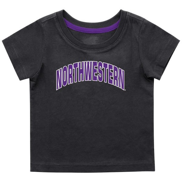 Northwestern University Wildcats Colosseum Infant Boys Black S/S T-Shirt with Arched Northwestern Design
