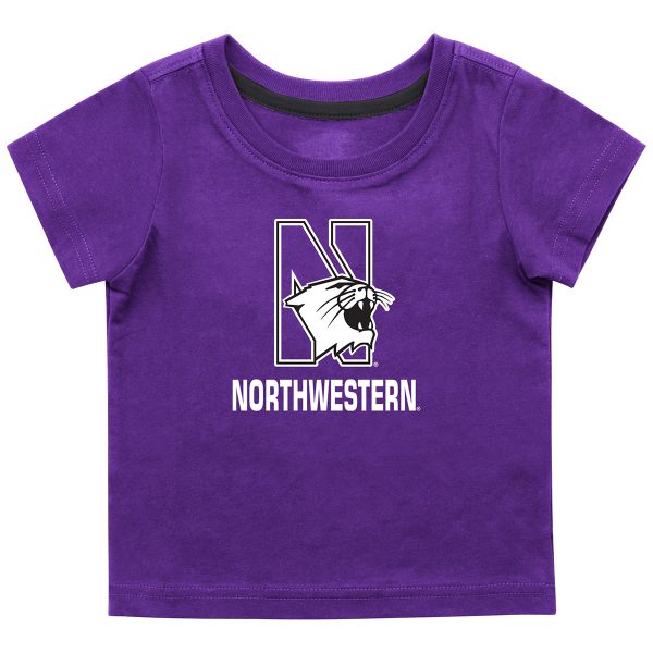 Northwestern University Wildcats Colosseum Infant Boys Purple S/S T-Shirt with N-Cat Over Northwestern