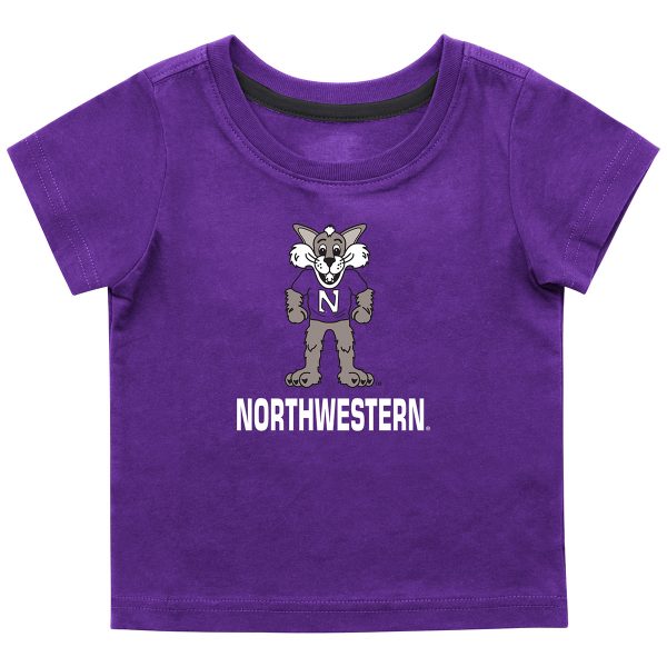 Northwestern University Wildcats Colosseum Infant Boys Purple S/S T-Shirt with Willie The Cat Over Northwestern
