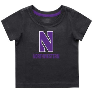 Northwestern University Wildcats Colosseum Infant Boys Black S/S T-Shirt with Stylized N Over Northwestern