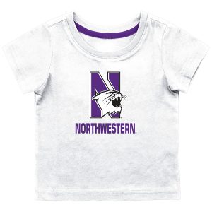 Northwestern University Wildcats Colosseum Infant Boys White S/S T-Shirt with N-Cat Over Northwestern