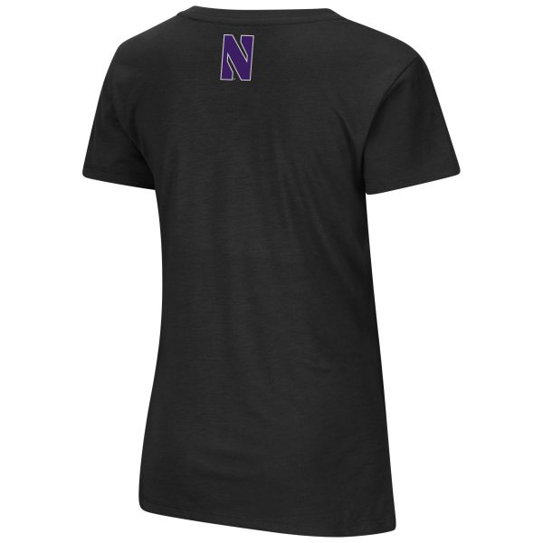 Northwestern University Wildcats Colosseum Ladies Black Meditation V-Neck S/S Tee -Black