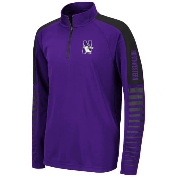 Northwestern University Wildcats Colosseum Youth Rockzilla 1/4 Zip Windshirt with N-Cat Design