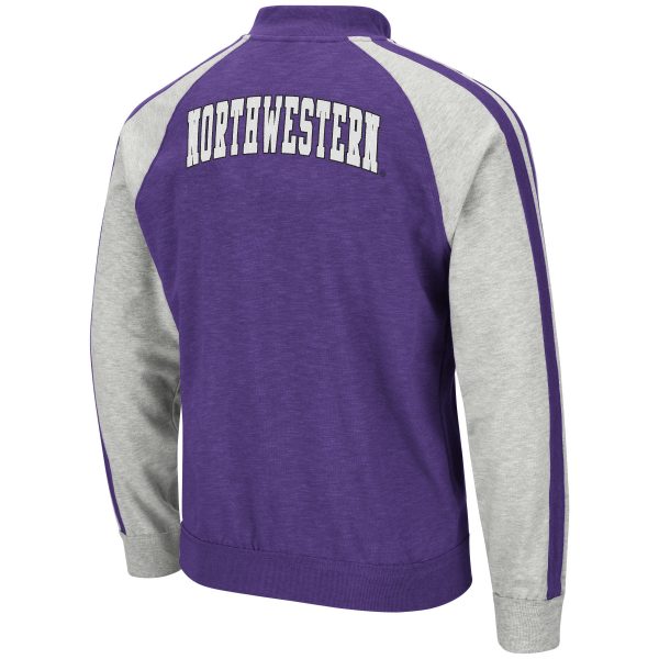 Northwestern University Wildcats Colosseum Men's Middle Brooks Full Zip Fleece Jacket in Heather Purple-2