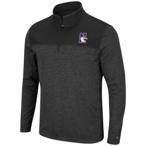 Northwestern University Wildcats Men's Colosseum Black Rangers 1/4 Zip Windshirt with N-Cat Design
