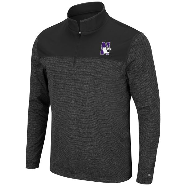 Northwestern University Wildcats Men's Colosseum Black Rangers 1/4 Zip Windshirt with N-Cat Design