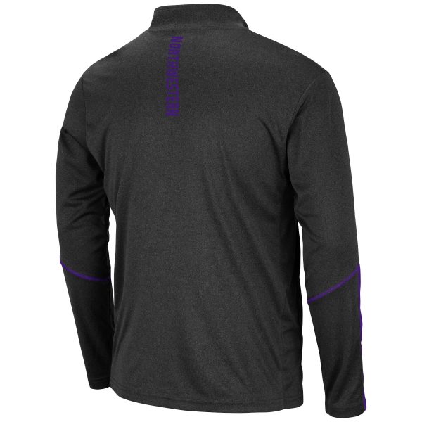 Northwestern University Wildcats Men's Colosseum Black Excavator 1/4 Zip Windshirt with N-Cat Design -Black