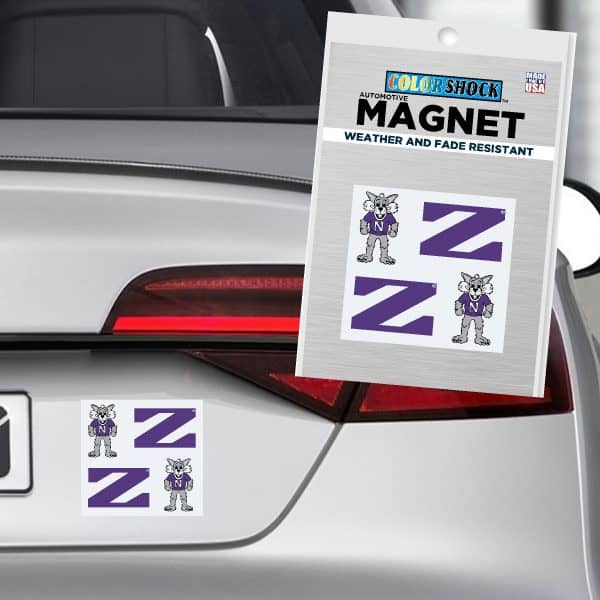 Northwestern University Wildcats Flexible Multi-Color Mini Magnets Set of Four Stylized N and Willie the Wildcat