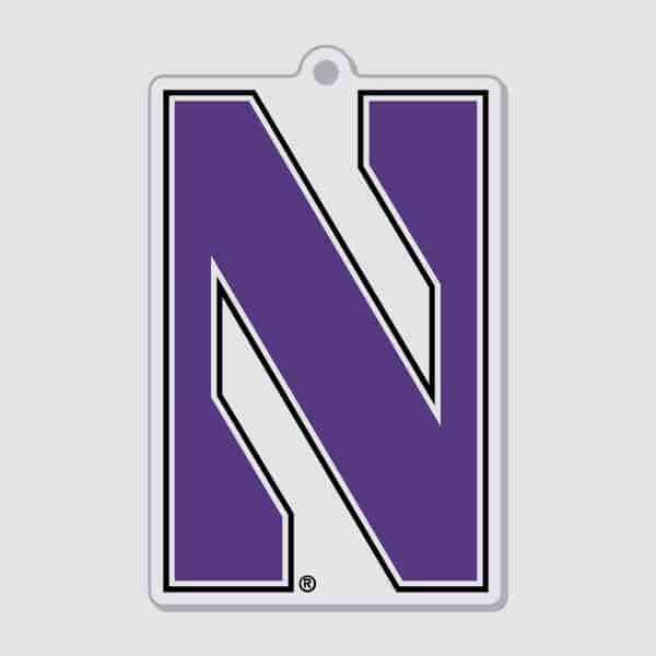 Northwestern University Wildcats Laser Cut Acrylic Luggage Tag with Stylized N Design