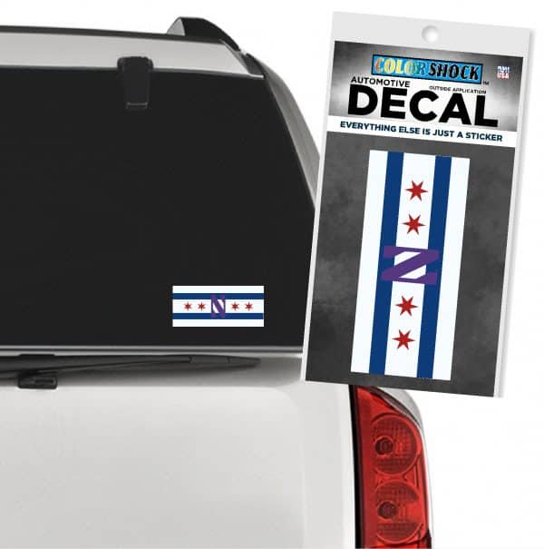 Northwestern University Wildcats Outside Application Decal with Chicago Flag & Stylized N Design