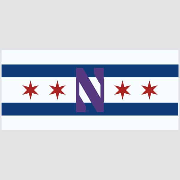 Northwestern University Wildcats Outside Application Decal with Chicago Flag & Stylized N Design -2