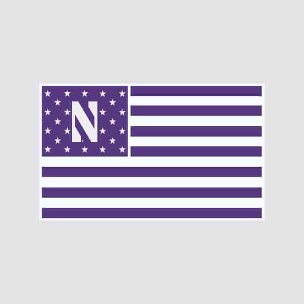 Northwestern University Wildcats Outside Application Decal with Purple US Flag & Stylized N Design-2
